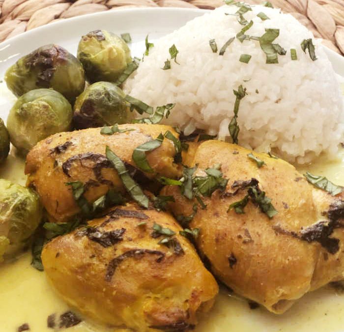 Instant Pot Coconut Basil Chicken Thighs