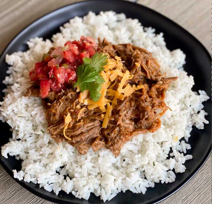 Instant Pot Enchilada Chipotle Beef over Rice